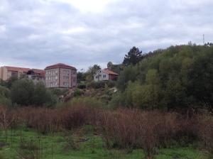The view from the south side of the Ibar River in Mitrovica, looking north